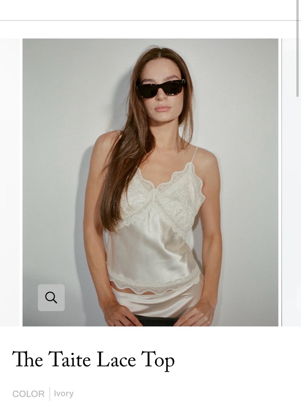 LADÉ Taite Lace Camisole in Ivory — Elegant Satin Lace Cami